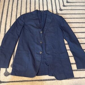 Blue Plaid Linen Sport Coat Blazer ULTRA LIGHTWEIGHT